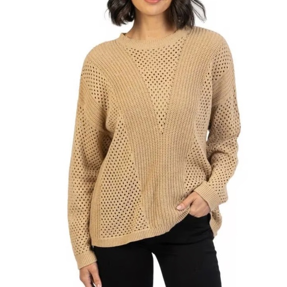 Kut from the Kloth Tinsley Crewneck Sweater S Tan - Picture 1 of 8